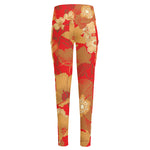 Vintage Chinese Flower Print High-Waisted Pocket Leggings