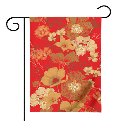 Vintage Chinese Flower Print House Flag