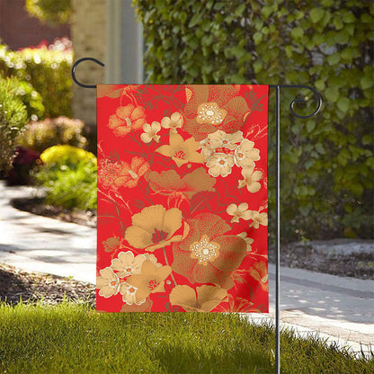 Vintage Chinese Flower Print House Flag