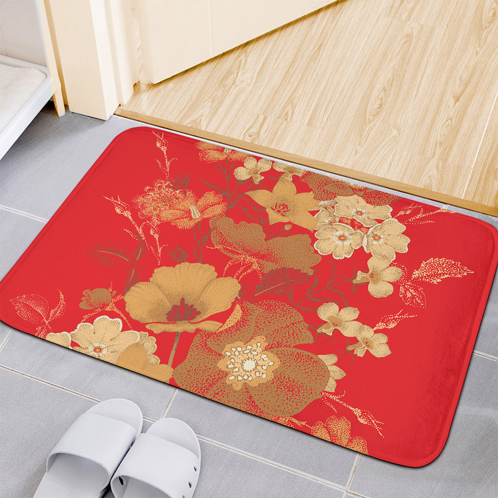 Vintage Chinese Flower Print Indoor Door Mat