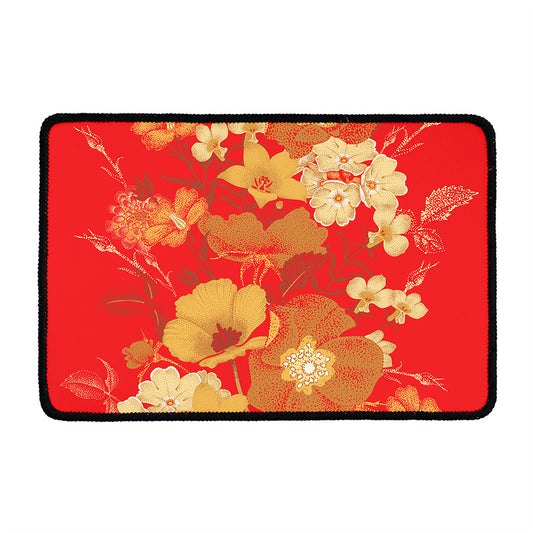Vintage Chinese Flower Print Kitchen Mat
