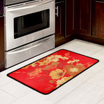 Vintage Chinese Flower Print Kitchen Mat