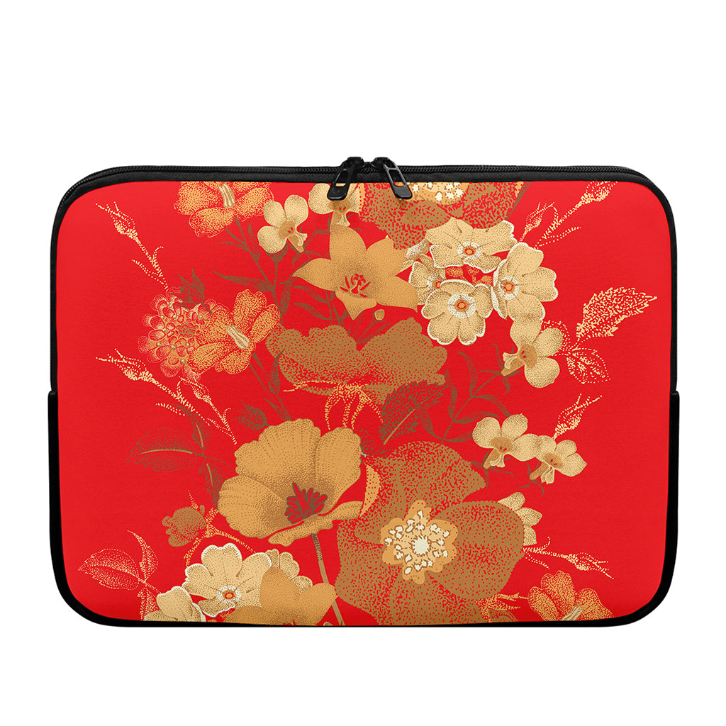 Vintage Chinese Flower Print Laptop Sleeve