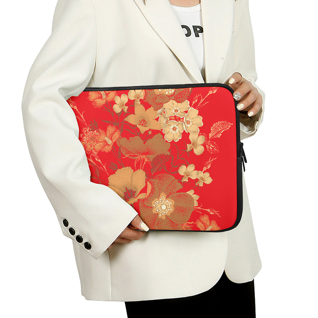 Vintage Chinese Flower Print Laptop Sleeve