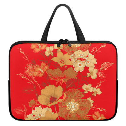 Vintage Chinese Flower Print Laptop Sleeve With Handle