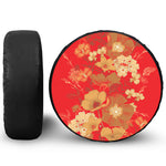 Vintage Chinese Flower Print Leather Spare Tire Cover