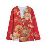 Vintage Chinese Flower Print Long Sleeve Short Coat