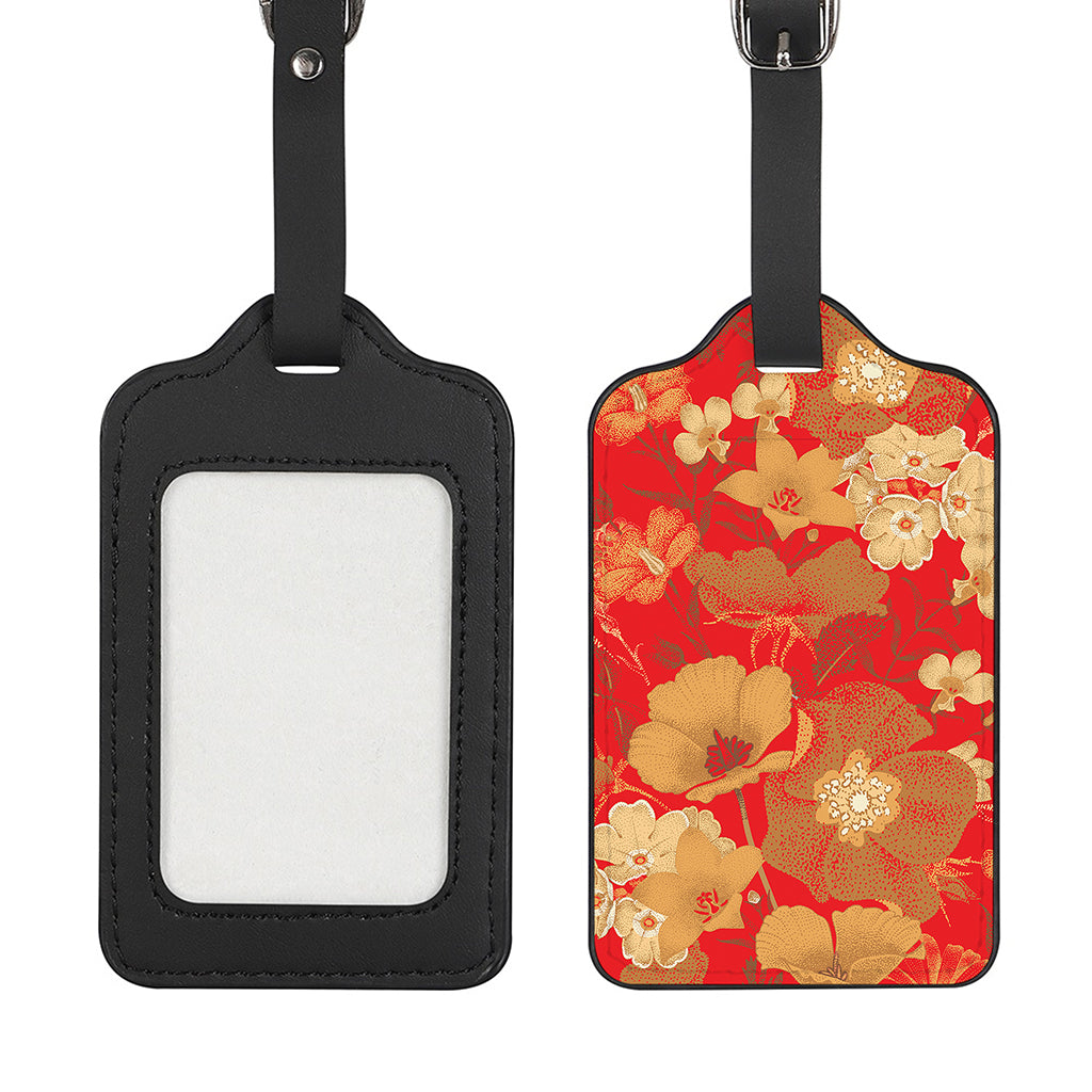 Vintage Chinese Flower Print Luggage Tag