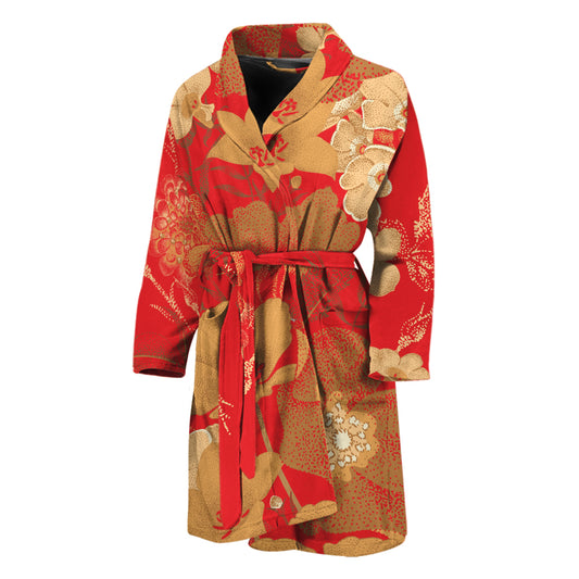 Vintage Chinese Flower Print Men's Bathrobe