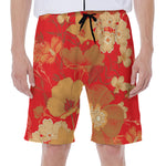 Vintage Chinese Flower Print Men's Beach Shorts