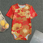 Vintage Chinese Flower Print Men's Bodysuit