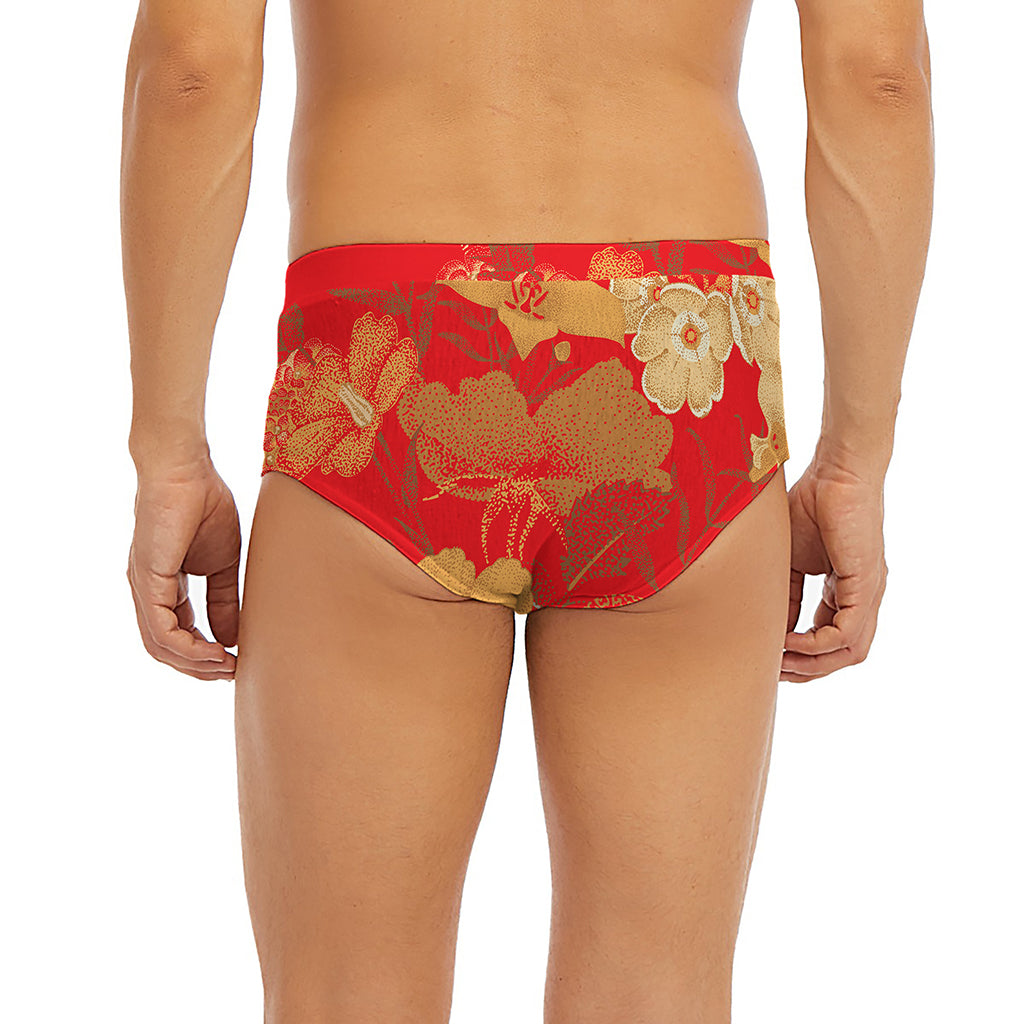 Vintage Chinese Flower Print Men's Briefs