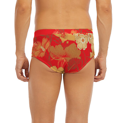 Vintage Chinese Flower Print Men's Briefs