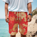 Vintage Chinese Flower Print Men's Cargo Shorts