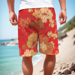 Vintage Chinese Flower Print Men's Cargo Shorts