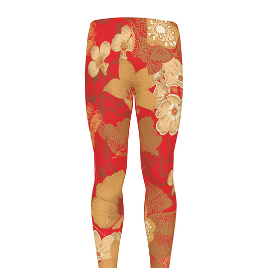 Vintage Chinese Flower Print Men's leggings