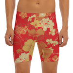 Vintage Chinese Flower Print Men's Long Boxer Briefs