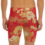 Vintage Chinese Flower Print Men's Long Boxer Briefs