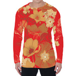Vintage Chinese Flower Print Men's Long Sleeve T-Shirt