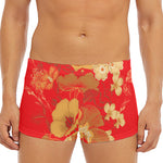 Vintage Chinese Flower Print Men's Short Boxer Briefs