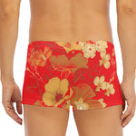 Vintage Chinese Flower Print Men's Short Boxer Briefs