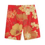 Vintage Chinese Flower Print Men's Sports Shorts