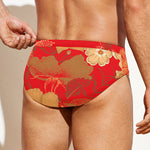 Vintage Chinese Flower Print Men's Swim Briefs