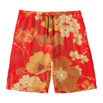 Vintage Chinese Flower Print Men's Swim Trunks