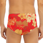 Vintage Chinese Flower Print Men's Triangle Swim Briefs