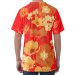 Vintage Chinese Flower Print Men's Velvet T-Shirt