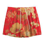 Vintage Chinese Flower Print Mesh Shorts