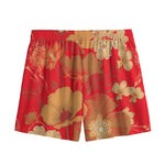 Vintage Chinese Flower Print Mesh Shorts