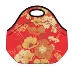 Vintage Chinese Flower Print Neoprene Lunch Bag