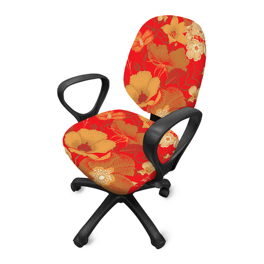 Vintage Chinese Flower Print Office Chair Cover