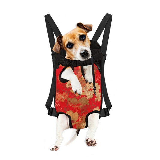 Vintage Chinese Flower Print Pet Carrier Backpack
