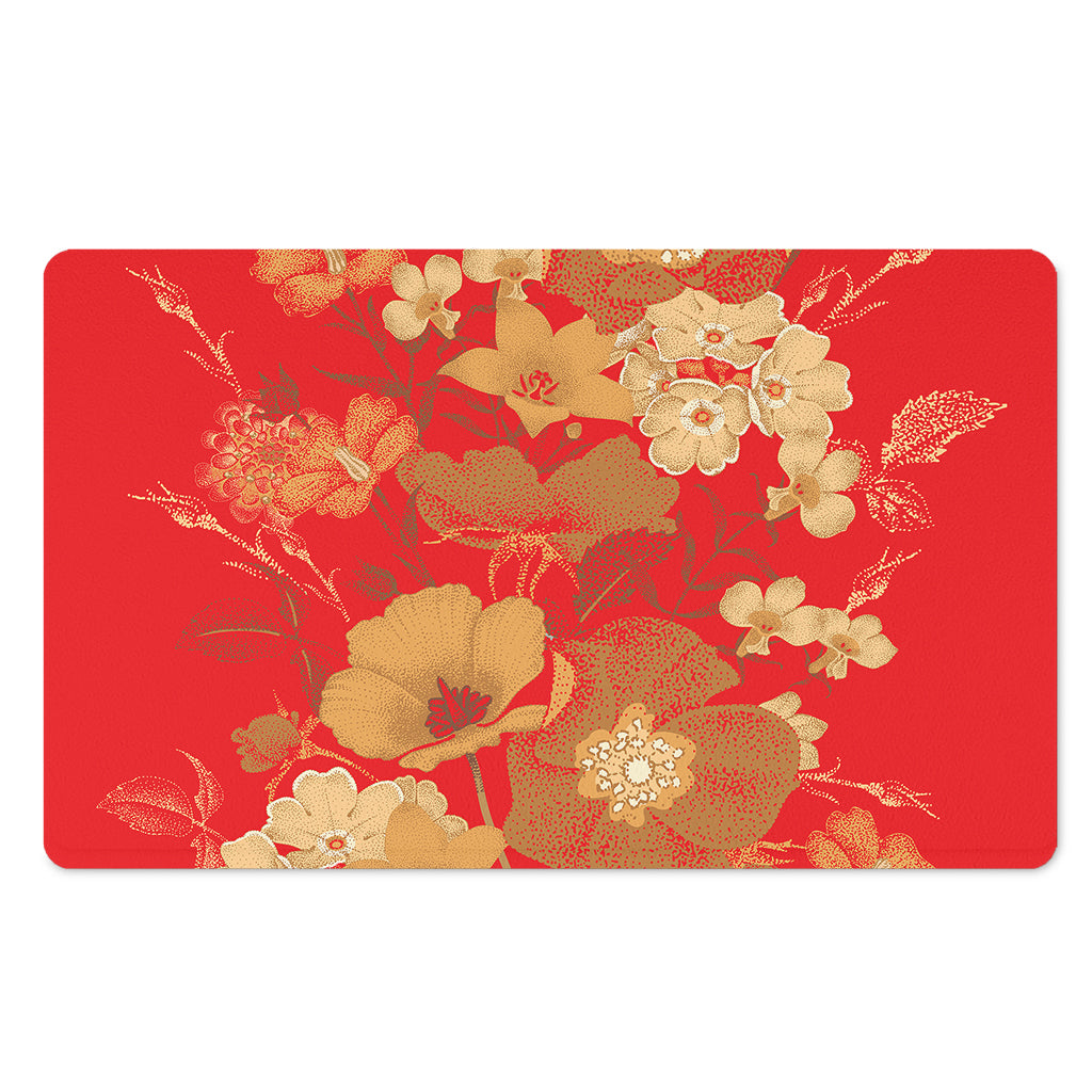 Vintage Chinese Flower Print Polyester Doormat