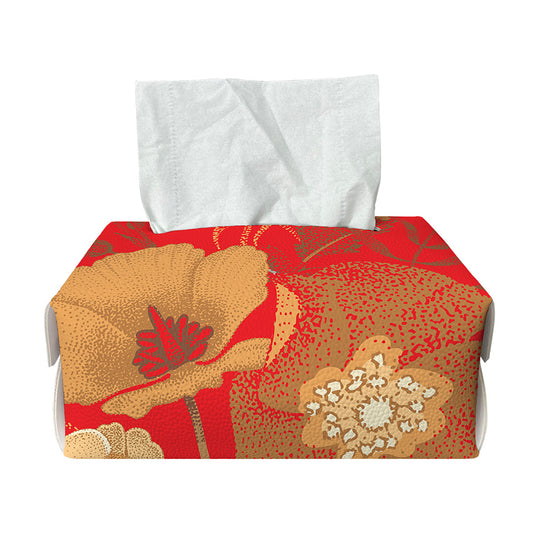 Vintage Chinese Flower Print Rectangle Tissue Box Cover