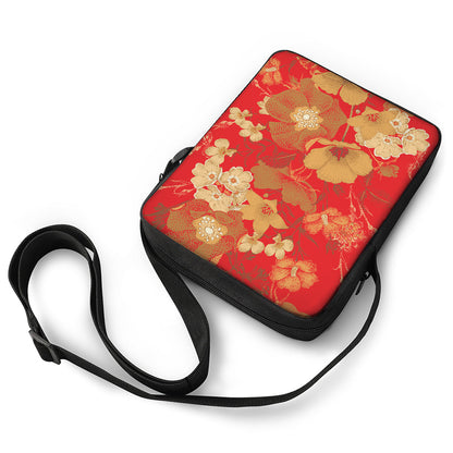 Vintage Chinese Flower Print Rectangular Crossbody Bag