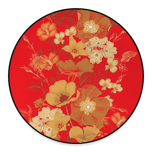 Vintage Chinese Flower Print Round Floor Mat