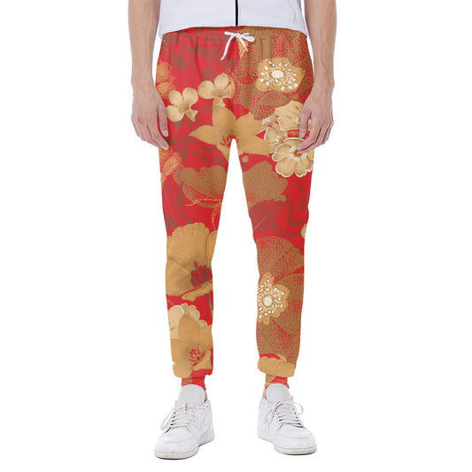 Vintage Chinese Flower Print Scuba Joggers