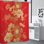 Vintage Chinese Flower Print Shower Curtain