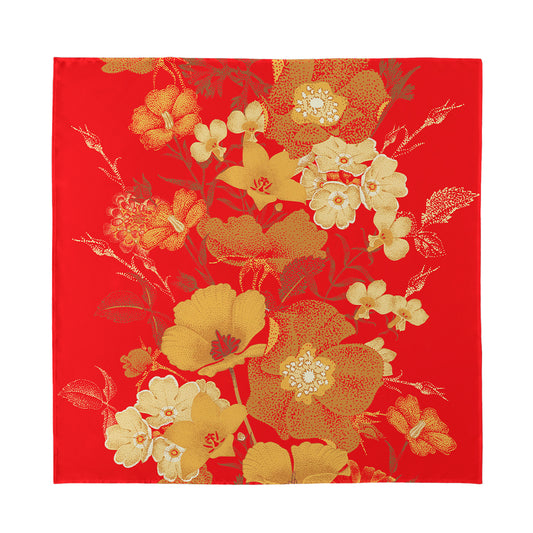 Vintage Chinese Flower Print Silk Bandana