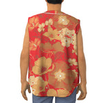 Vintage Chinese Flower Print Sleeveless Baseball Jersey