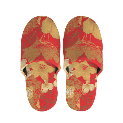 Vintage Chinese Flower Print Slippers
