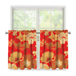 Vintage Chinese Flower Print Tier Curtains
