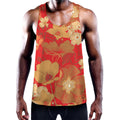 Vintage Chinese Flower Print Men's Workout Tank Top