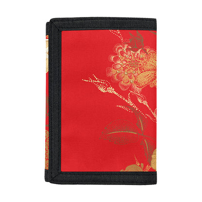 Vintage Chinese Flower Print Trifold Wallet