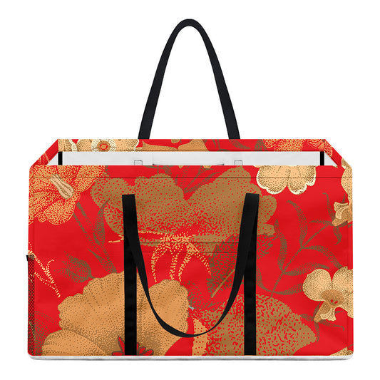 Vintage Chinese Flower Print Utility Tote Bag