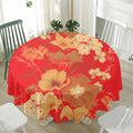 Vintage Chinese Flower Print Waterproof Round Tablecloth