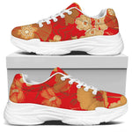 Vintage Chinese Flower Print White Chunky Shoes